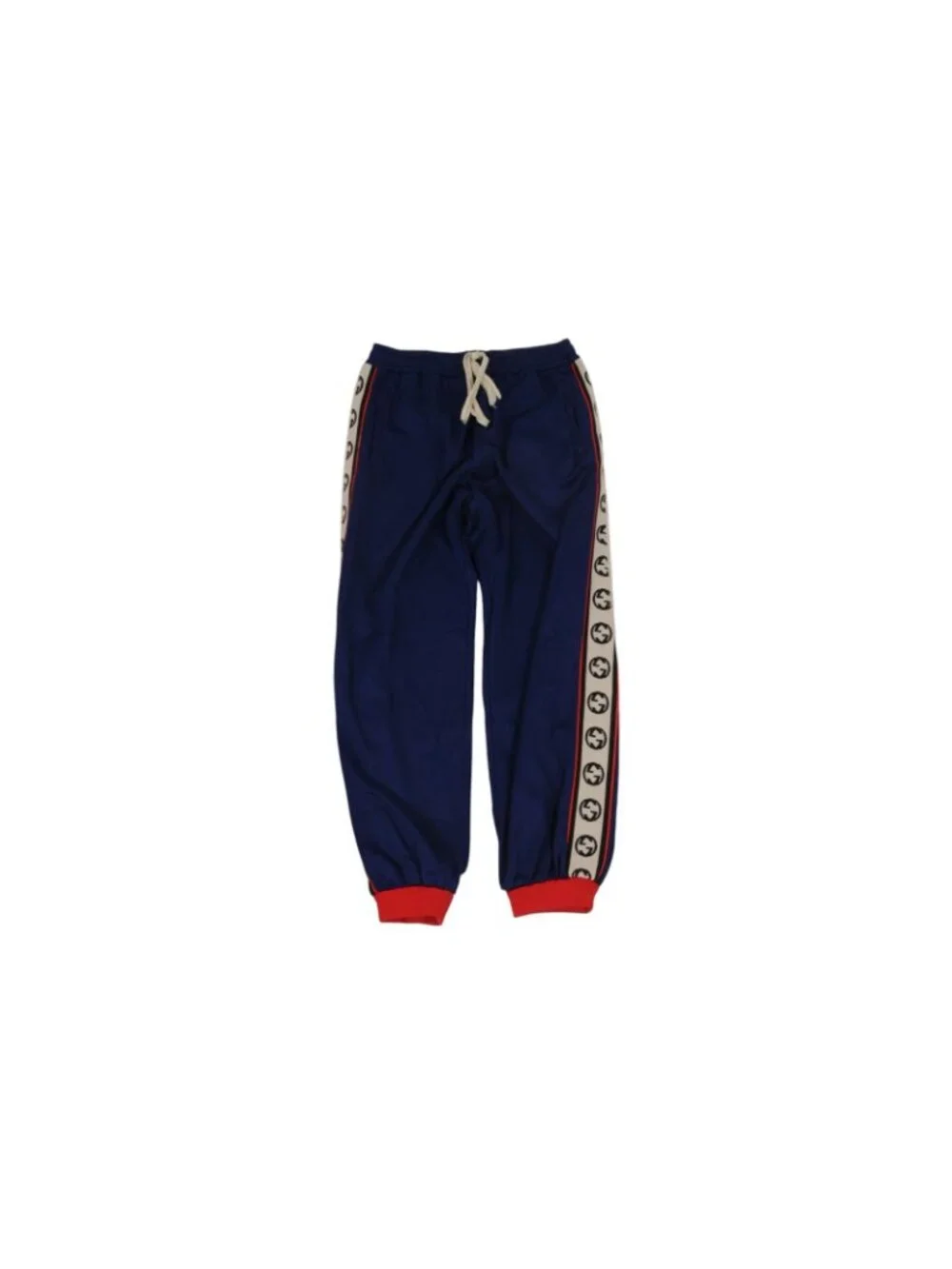 Gucci Men Side Panal Interlocking GG Track Pants Size Medium Blue Poly Cotton